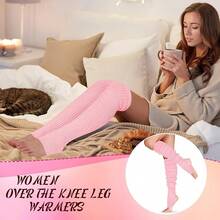 Long Leg Warmers Women 24 Inch Over Knee Knit Ribbed Leg Warmer Stirrup Yoga 80s Party Dance Ballet Supply - 粉色 - 查看 4