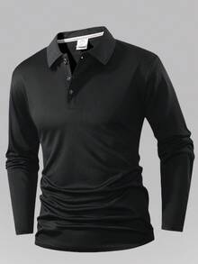 3pcs Boyfriend Style Men's Lightweight Breathable Running Fitness Casual Solid Color Long Sleeve Polo Shirts, Spring/Autumn - Multicolor - View 3