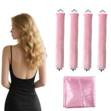 3/4/5Pcs Hair Rollers Set, Satin Heatless Curling Set - Hair Rollers, Headband Hair Curlers & Hot Rollers, To Sleep In, High Resilience Rubber Filling, Softer ,Hair Styling Tools