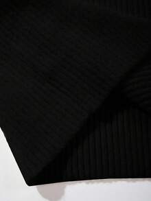 Men's Ribbed Knit Polo Neck Sweater, Casual Loose Fit Pullover, Suitable For Autumn And Winter - màu đen - Xem 11