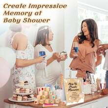 Baby Shower Decorate A Block Game Set Includes Help Us Build Memories Sign 20/30/50Pcs DIY Blank Wooden Block 24 Paint Marker Prize For Wedding Baby Shower Game - 多色-Help Us Create Memories立卡木塊馬克筆遊戲套裝 - 查看 3