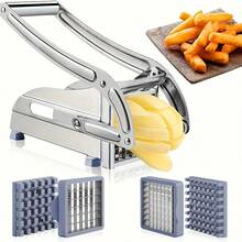 Stainless Steel French Fries Cutter, Anti-Slip Potato Slicer, Suitable For Barbecue And Outdoor Cooking, Baking, Food Contact Safety, Suitable For Grills, Barbecues, Kitchen Tool Set, Ideal Gift For Festivals And Birthdays. - Silver - View 10