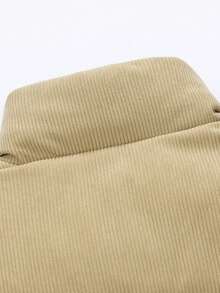 Autumn And Winter Outerwear Splicing Thickened Vest For Men 2025 New Model Tank Top, Horse Clip Thickened Plush Coat, Fall Outfits, Winter Outfits,Stand Collar Youth Vest Warm Slim Cotton Jacket, For Friends, Husband, Boyfriend Gifts - Khaki - View 11