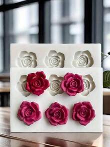 4 Stück Rosen Silikon Form für DIY Schokolade, Süßigkeiten, Kerzen, Seife & Backverzierung, Kuchendekoration Werkzeuge, Muttertags Küchen Geschenke, Zuhause Backen Grundlagen