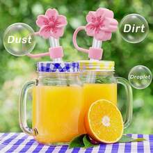 3 chiếc tương thích với cốc 30-40 Oz, 1 chiếc mũ rơm hình hoa táo gai dễ thương, 1 miếng phủ ống hút bằng silicon, 1 miếng bọc bảo vệ đáy cốc bằng silicon, phụ kiện cốc, tương thích với cốc , nút chặn chống tràn, chống bụi, nắp đậy ống hút, quà tặng tiệc ngày lễ - Nhiều màu - Xem 7