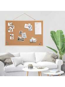 1 件木框软木板，尺寸为 15.75 英寸 x 11.8 英寸，是张贴便条和照片的必备公告板，配有钉子，适用于办公室、家庭和学校墙面安装（包含钉子、吊环螺丝、绳子和螺丝），适合学生、上班族、教师和房主使用，可用作软木板或愿景板。 - 棕色 - 查看 7