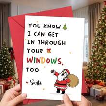 1PC, Funny Christmas Card For Men Women, Naughty Christmas Card For Family And Friends, Cheeky Christmas Gift Ideas For Him Her, You Know I Can Get In Through Your Windows, Too - one-size - View 8