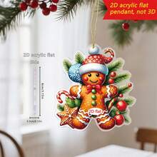 4Pcs Christmas Tree Ornament Set 2D Acrylic Flat Gingerbread Man Hanging Decorations For Holiday Present Party Supplies - Orange - View 4