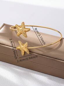 1 pieza Brazalete de estrella de mar de estilo casual y de moda para vacaciones, accesorio minimalista de color dorado para resort de playa para mujeres