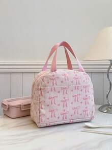 Portable Lunch Bag, Insulated Lunch Box, Bento Bag, Dinner Insulated Bag, Thickened Cute Lunch Fruit Bag For Students, Pink Leopard & Floral Lunch Bag, Women Lunch Box, School & Travel Insulated Lunch Bag, Waterproof Insulated Lunch Bag - Pink - View 7