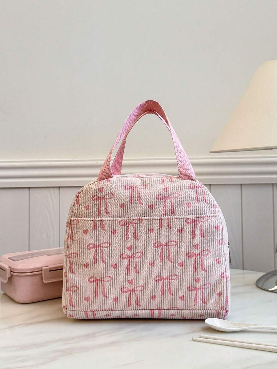 Portable Lunch Bag, Insulated Lunch Box, Bento Bag, Dinner Insulated Bag, Thickened Cute Lunch Fruit Bag For Students, Pink Leopard & Floral Lunch Bag, Women Lunch Box, School & Travel Insulated Lunch Bag, Waterproof Insulated Lunch Bag - Pink - View 1