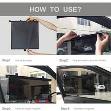 1件装自动伸缩汽车遮阳帘，PVC隔热卷帘遮阳帘，汽车防晒遮阳帘 - 防紫外线隔热帘，易于粘贴安装，适用于大多数车辆，隔热遮阳帘