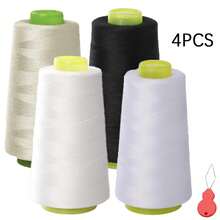 1/3/4/6pcs Elastic Lockstitch Sewing Thread Set, 3000 Yards Spool, 100% Polyester Serger, Overlock, Quilting Thread For Stretchy Fabrics Like Swimwear, Lingerie, Knitwear, Socks, Etc.