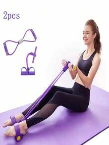 Banda de resistencia en forma de 8 + 4 bandas de resistencia con pedal de tubo, bandas de resistencia para gimnasio en casa - 4 cuerdas elásticas de tracción, bandas de resistencia, para entrenamiento de Body completo, equipo de ejercicio abdominal - mejora la fuerza y la flexibilidad, adecuado para abdominales, fitness, estiramiento corporal