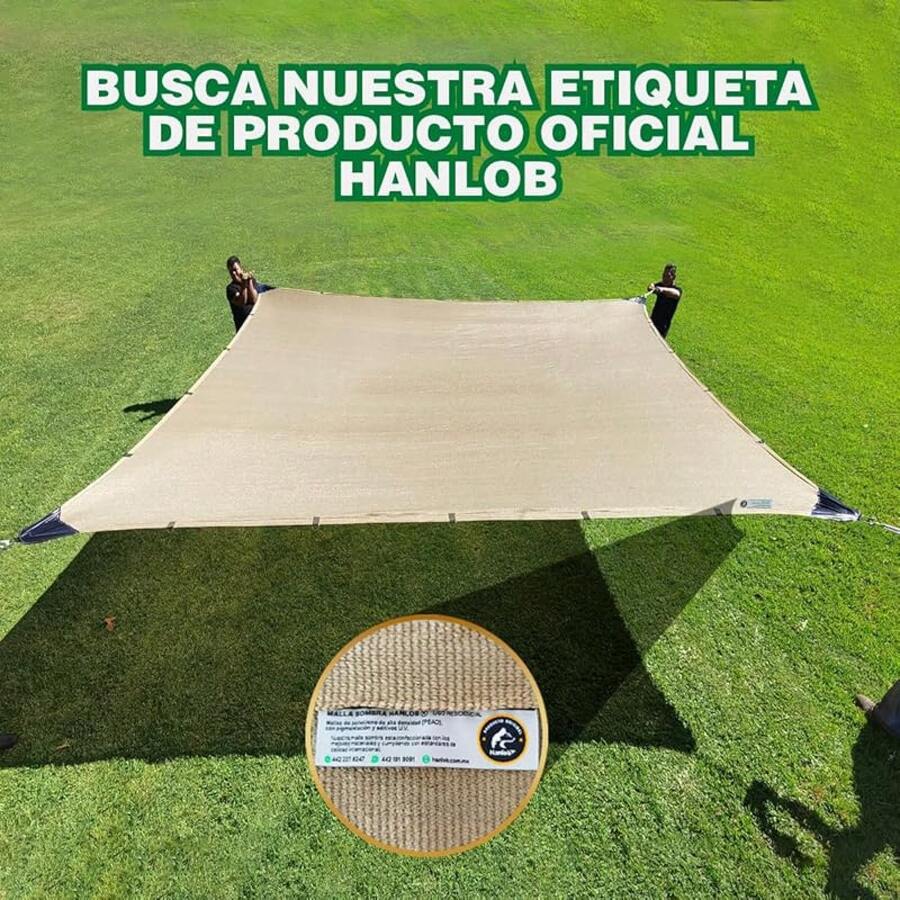Hanlob Malla Sombra Raschel 90%, Sombra para jardín, cocheras, Lonas Sombras Reforzada (Beige, 5mx2m) - Beis - Ver 1