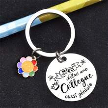 1pc Stainless Steel Coworker Appreciation Keychain - Round Smiling Face Design, Elegant Thank You , Suitable For BFF, Work Friends, Retirement - Memento, Suitable For Professional Friendship, Coworker, Sentimental Memento, Retirement Halloween Accessories Teachers Day Christmas Gift Ideas Bag Accessories Lanyards With Id Holder Car Accessories Bag Charms