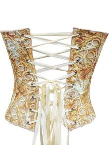 1 chiếc áo corset ren hoa mỏng màu vàng có họa tiết, khoét rỗng, kiểu áo quây, thích hợp mặc hàng ngày/dự tiệc/đám cưới mùa hè. - trái cam - Xem 9