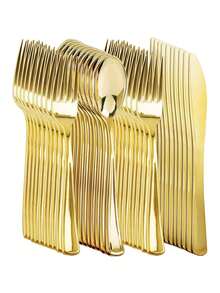 150/75/50/25/10pcs Gold Cutlery Set, High-End Shiny, Suitable For Birthday Parties, Holiday Banquets And Other Occasions, Enhancing Party Atmosphere