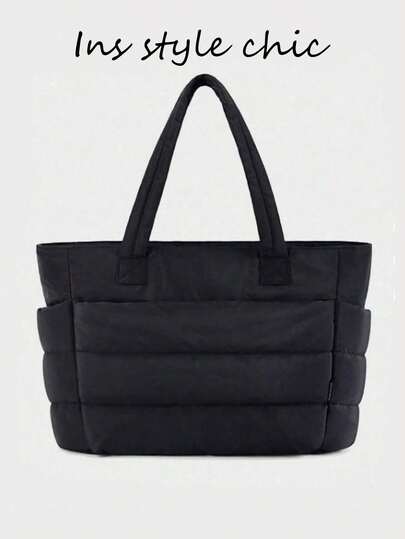 Nuevo bolso de mano multifuncional de moda y unicolor, con diseño de unicolor, decoración acolchada, bolso de hombro, asas dobles, bolso de hombro elegante para damas, bolso para ir al trabajo, adecuado para compras y eventos sociales