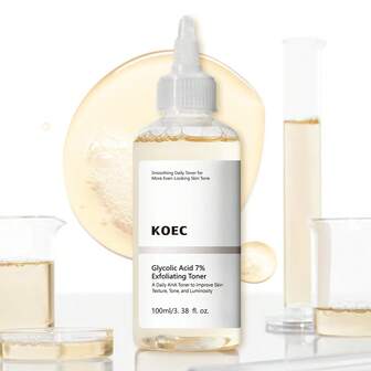 KOEC Glycolic Acid 7% Exfoliating Toner, Brightening And Smoothing Daily Toner, Facial Exfoliation Astringe Pores