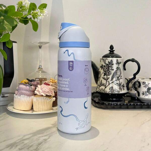 32 Oz Insulated Stainless Steel Sports Water Bottle With Straw For Sports, Travel, And School, OWAl-AOunce Large Capacity Metal Vacuum Insulated Reusable Coffee Car Mug, 32oz Portable Water Cup, Keeps Drinks Hot/Cold For Hours, Sweat-Proof, Durable, 32oz Sport Water Bottle For Outdoor Activities Camping, Driving, Birthday Gift, Christmas Gift For Men And Women Fitness Lovers