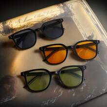 3 Pairs Unisex Oval Plastic Fashion Glasses, Multi-Color, High Quality, Fashionable For Casual Daily Use - Multicolor - View 3