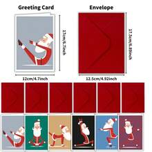 12 بطاقة تهنئة عيد الميلاد مع مغلفات، بطاقات سانتا كلوز الجميلة، هدايا عيد الميلاد، مناسبة لتقديمها لأفراد العائلة والأصدقاء والزملاء كهدايا عيد الميلاد