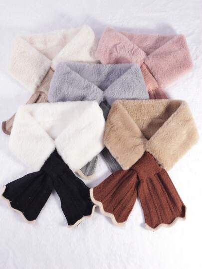 1 قطعة وشاح ناعم من الفرو + إكسسوار مصنوع من الصوف لتدفئة الرقبة، مناسب للاستخدام اليومي