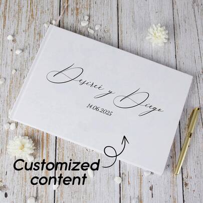 Horizontal Wedding Guest Book, Themed Wedding Guest Book, Horizontal Wedding Book, With Letter Name, Hardcover Personalized Wedding Guest Book, Wedding Booklet, Wedding Guestbook, Personalized Guestbook, Wedding Memory Book, Wedding Scrapbook, Wedding Book, 36-Page Wedding Booklet, Single-Sided Customized Wedding Booklet, Cover Customized Wedding Booklet, Personalized Guest Registration Book