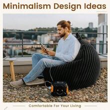 Ribbed Rabbit Fur Stuffed Animal Storage Bean Bag Chair Cover No Filler Comfy Bean Bag Cover Without Filling Or Home Bedroom Decor Organizing Plush Textile HolderWhite, L - Black + Large + Ribbed Rabbit Fur - View 6