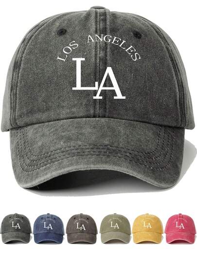 1 件 LA LOS ANGELES 创意印花帽，男女通用户外休闲时尚防晒可调节棒球帽，卡车司机帽，日常使用太阳帽