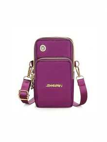 Outdoor Sports Casual Bag, Fashion Zipper Wallet, Women Casual Clutch Multifunctional Phone Bag Wristlet, Women Small Crossbody Bag, Multi-Zipper Metal Decor Phone Shoulder Bag, Portable Handbag, Arm Bag, Hot-Selling Linen Phone Bag