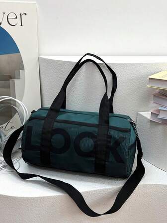 字母装饰尼龙健身包、瑜伽包、短途旅行包、篮球训练包，男女通用