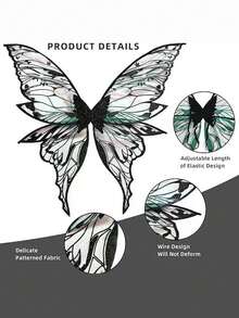 Large Size 4-Leaf Gilded Butterfly Wings/Wing Set, Shiny Transparent Fairy Wings Adult Costume, Angel Wings For Women, Halloween Costume - Multicolor - View 5