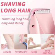 2025 Womens Shaver Dual-Head Bikini Trimmer For Women 2-In-1 Women's Body Shaver USB Charge Waterproof Painless Electric Razors For Silk Skin (Pink/Purple/Black/Blue) - Hồng - Xem 6