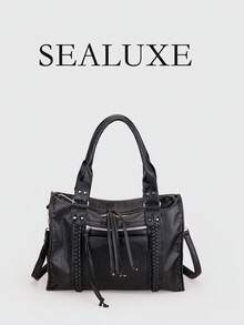 Túi Tote Đeo Vai Phong Cách Đường Phố Dung Tích Lớn Phong Cách Punk Thường Ngày Dây Đeo Vai Dài Có Thể Điều Chỉnh Khóa Kéo Thích Hợp Cho Việc Đi Lại Hàng Ngày Du Lịch Mua Sắm Kỳ Nghỉ Và Các Mục Đích Sử Dụng Khác - màu đen - Xem 1