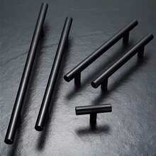 4件套厨房把手 不锈钢T型杆门拉手 橱柜旋钮和把手 黑色家具把手 - 彩色 - 查看 2