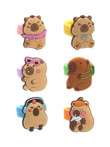 24Pcs Cartoon Animal Capybara Silicone Rings For Kids Birthday Party Favors School Rewards Pinata Fillers Baby Shower Goodie Bag Baby Shower Party Gift