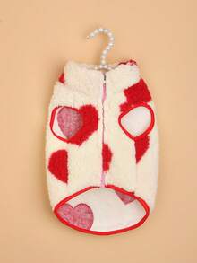 1pc Heart Pattern Pet Vest, Suitable For Cats And Dogs, Plush Pet Harness For Autumn/Winter