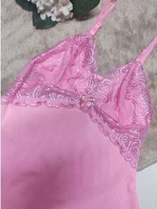Women's Sexy Nightgown With Lace Nightwear - 粉色 - 查看 4