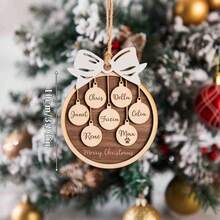 Personalized Family Christmas Ornament,Wooden Family Ornament,Family Name Ornament,Christmas Tree Hanging Ornament,Holiday Decor,Family Gift,Elegant Living,Artful Living - Multicolor - View 7