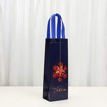 Bulk Christmas Wine Bottle Gift Bags - Elegant Holiday Design (Snowflake, Tree, Santa Hat) - Navy Blue/ - Sturdy Non-Woven Fabric, Suitable For Christmas Party Gifts, Wine Bottle Decor - Easy Closure Design, Packaging - Suitable For Home, Office Or Commercial Use, With Die-Cut Handle Closure - Multicolor - View 8