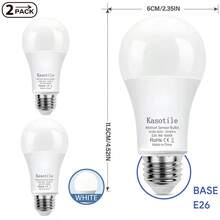 Kasotile LED Motion Sensor Light Bulb, A19 60Watt Equivalent Motion Activated Dusk To Dawn Security LED Bulb, Energy Efficient 9W, E26 Base, Auto On/Off Indoor Lighting Porch, Stairs, Hallway, Garage, Yard, 3000K Warm Light/6000 White Light,2 Packs - White - View 5