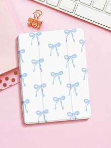 天蓝色极简蝴蝶结 iPad (A16) 11 英寸第 11 代 2025 图案保护壳，兼容 iPad 10.2 英寸 2021/2020 iPad 第 10/9/8 代，兼容三星 Galaxy Tab A8 10.5 英寸 2022，平板电脑保护套带笔架，支持自动睡眠/唤醒 - 彩色 - 查看 1