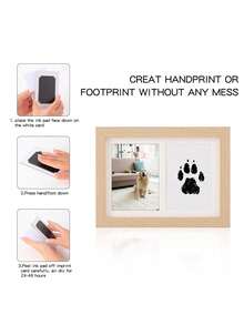 1pc DIY Pet Paw Print Photo Frame, Dog, Cat And Pet Paw Print Memorial Set And Frame Memorabilia Paw Print Clay Mold, Pet Paw Print Pattern Memorial Set Gift, Photo Frame Memorabilia For Pet Lovers - Multicolor - View 2