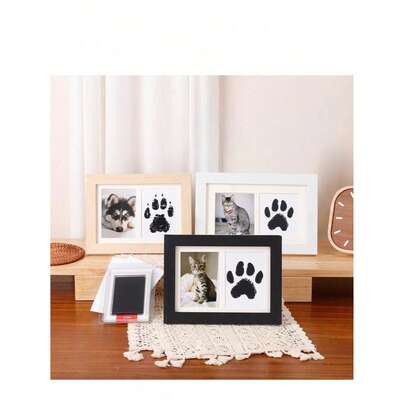 1 khung ảnh in dấu chân thú cưng tự làm, bộ kỷ niệm in dấu chân chó, mèo và thú cưng và khung kỷ niệm, khuôn đất sét in dấu chân thú cưng, bộ kỷ niệm in dấu chân thú cưng, khung ảnh kỷ niệm cho người yêu thú cưng