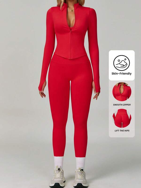 Yefecy Street-Ready Workout Set For Women,Corset Style Zip Jacket And Booty Lifting Pants, Gym To Street Fashion