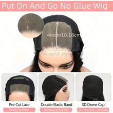4x4 Put On And Go Glueless Bob Human Hair Wigs Kinky Curly For Women Lace Frontal Human Hair Pre Plucked With Baby Hair 180% Density Natural Color Ready To Go - Natural Black - 查看 6