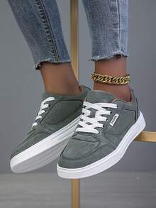 女士休闲鞋,女士运动鞋,时尚小白鞋,街头女鞋,轻便滑板鞋,女士低帮鞋 - 軍綠色 - 查看 5