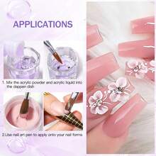 5Pcs/Set Acrylic Nail Kit,40ml Acrylic Liquid With Nail Brush And Glass Cup - Complete Acrylic Nail Kit For Beginners